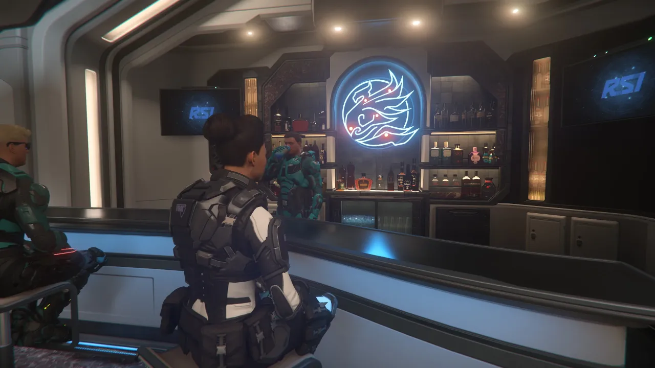Nach getaner Arbeit, erstmal entspannen an der Bar unserer Constellation Phoenix! Phantomcat war so frei uns allen einen Drink auszugeben :D! Wenn auc