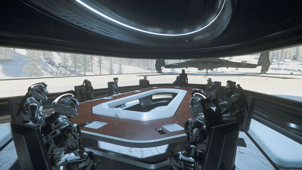 Die Banu Trading Corporation Führung versammelt auf der Yacht des Imperators.